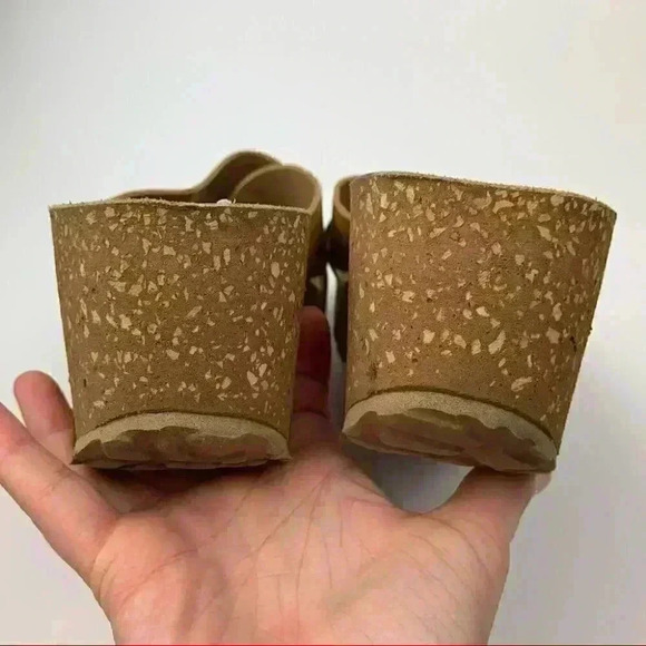 Cristina Francini sandals size 8.5 tan Italian leather chunky cork flatforms - Picture 8 of 12